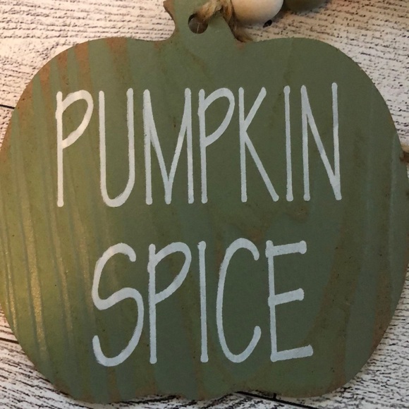 “Pumpkin Spice” Fall Wood Bead Jute Tassel Garland Mantle Tiered Tray Decoration - Picture 2 of 11